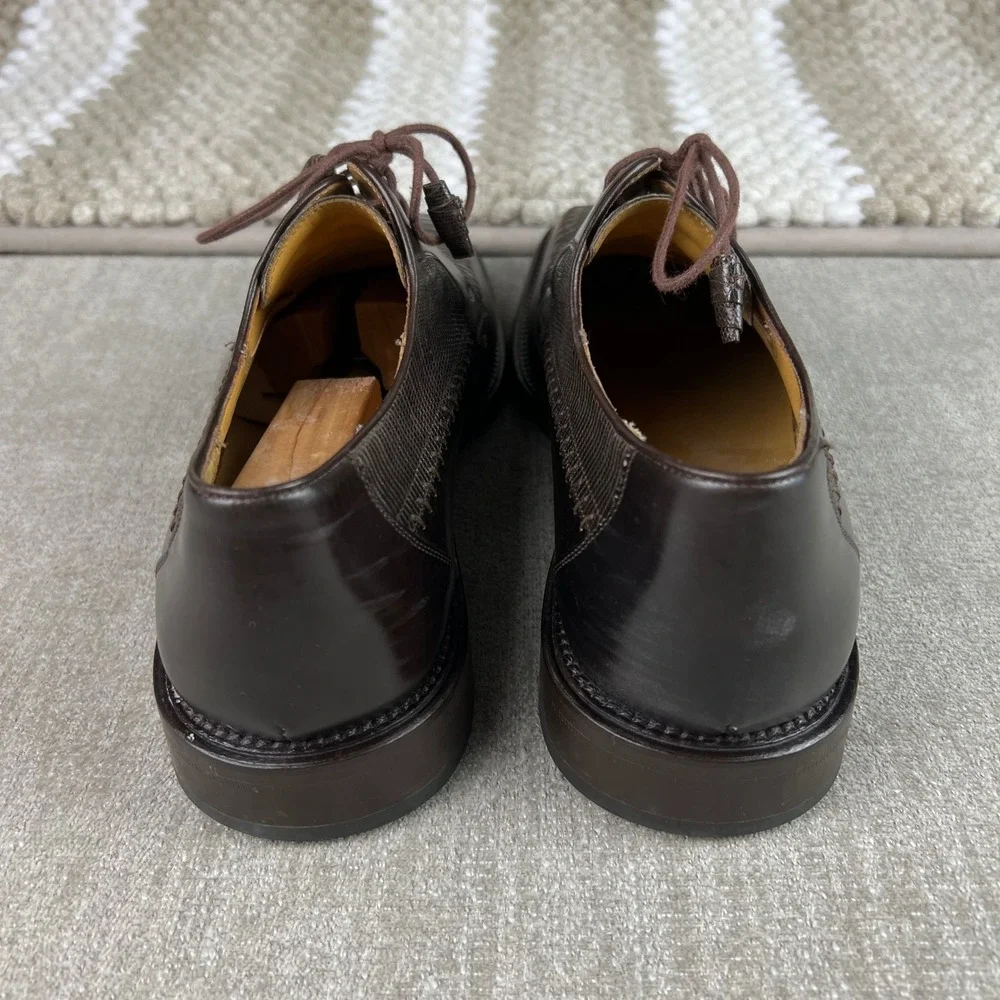 Mezlan Genuine Lizard‎ Brown Leather Oxford Dress Shoes Men's 9.5 M Square Toe